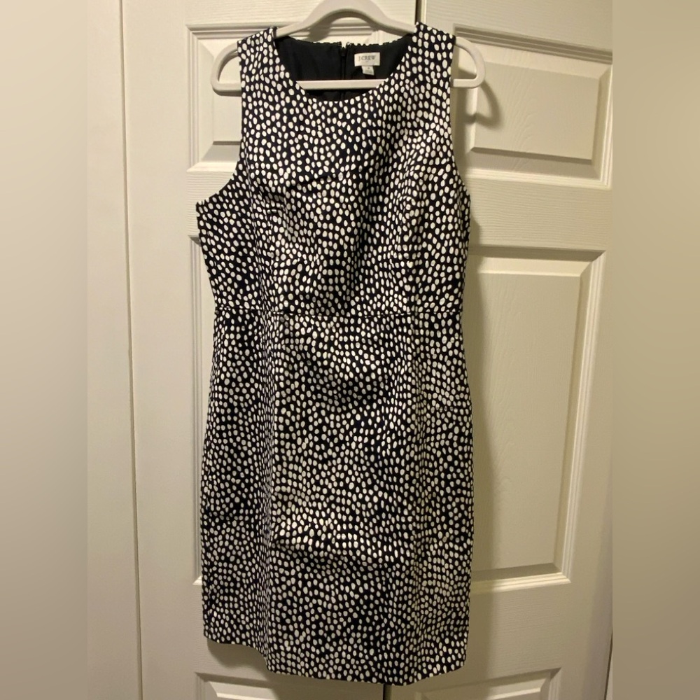 NWT J. Crew Navy and White Patterned Sheath Dress